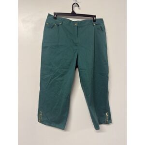 Hearts of Palm Green With‎ Envy Capri Pants Womens 18W Cotton Stretch NEW #49